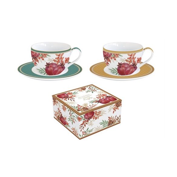 R2S.921ASYM Porcelán eszpresszócsésze+alj, 110ml, 2 személyes, dobozban, Autumn Symphony