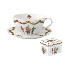   R2S.2781RNDA Porcelán teáscsésze+alj, 300ml, dobozban, Christmas Round Dance