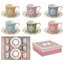  R2S.126SPAR Porcelán eszpresszócsésze+alj 6 személyes, 100ml, dobozban, Coffee Mania, Spring Parade