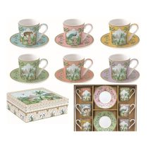   R2S.126PASA Porcelán eszpresszócsésze+alj 6 személyes 100ml dobozban, Coffee Mania, Paradise Sauvage