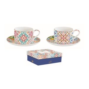 R2S.132SIRA Porceláncsésze+alj 240ml, 2 személyes, dobozban, Coffee Mania, Siracusa