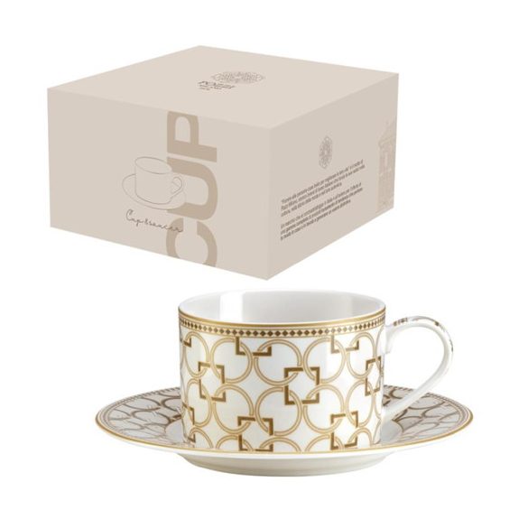 P.M.PM0124DECO Porcelán teáscsésze+alj 220ml dobozban, Déco