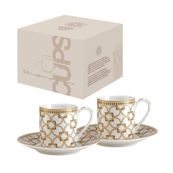 P.M.PM0125DECO Porcelán eszpresszócsésze+alj 80ml, 2 személyes, dobozban, Déco