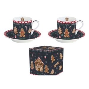 R2S.211GING Porcelán eszpresszócsésze+alj 2 személyes 75ml dobozban, Gingerbread