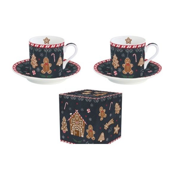 R2S.211GING Porcelán eszpresszócsésze+alj 2 személyes 75ml dobozban, Gingerbread