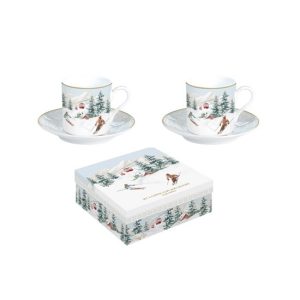 R2S.169CHAL Porcelán eszpresszócsésze+alj 2 személyes,100ml, dobozban, Chalet