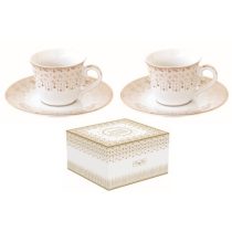   R2S.1107FESV Porcelán eszpresszócsésze+alj 2 személyes, 80ml, dobozban, Festive