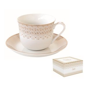 R2S.1182FESV Porcelán reggelizőcsésze+alj 370ml dobozban, Festive