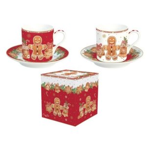 R2S.211FANG Porcelán eszpresszócsésze+alj 2 személyes 75ml dobozban, Fancy Gingerbread