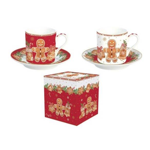 R2S.211FANG Porcelán eszpresszócsésze+alj 2 személyes 75ml dobozban, Fancy Gingerbread