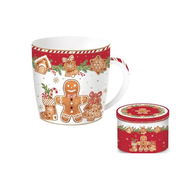 R2S.217FANG Porcelánbögre 350ml, fémdobozban, Fancy Gingerbread