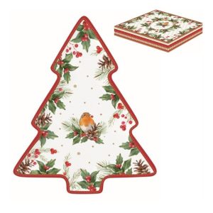 R2S.1481CHBE Porcelán fenyőtálca 20,5x25,5cm, dobozban, Christmas Berries