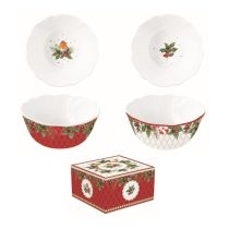   R2S.1490CHBE Porcelán tálkaszett 2 db-os, 14x6cm, dobozban, Christmas Berries