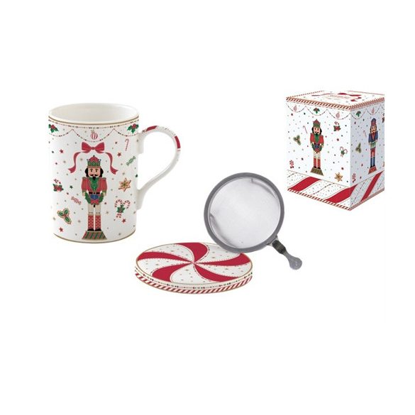 R2S.105NTWI Porcelán szűrősbögre tetővel, 350ml, dobozban, Nutcracker Twist