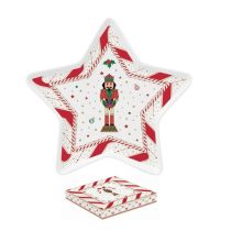   R2S.1324NTWI Porcelán csillagtálca 19,5cm, dobozban, Nutcracker Twist