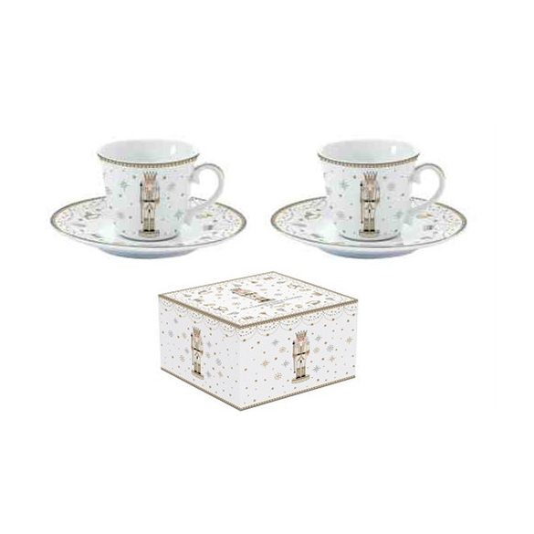 R2S.1107RNUT Porcelán eszpreszócsésze+alj 2 személyes 80ml,dobozban, Royal Nutcracker