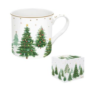 R2S.1477FTRE Porcelánbögre 300ml, dobozban, Festive Trees