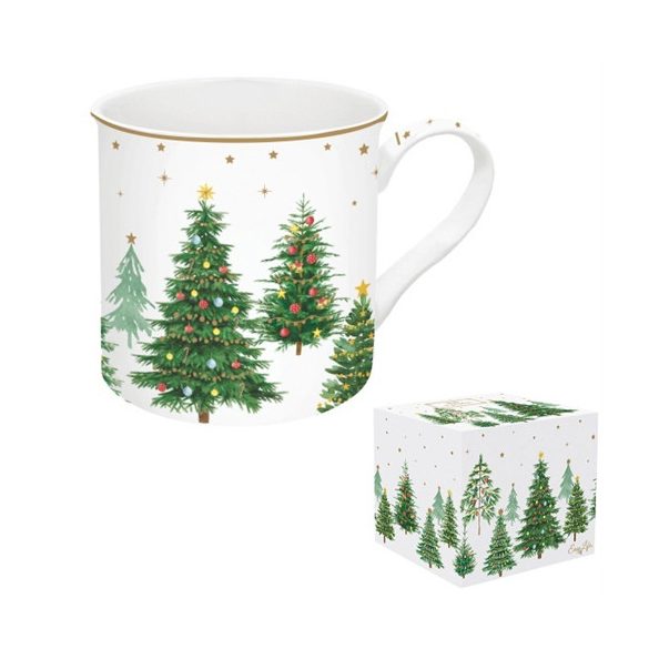 R2S.1477FTRE Porcelánbögre 300ml, dobozban, Festive Trees