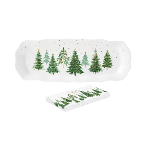 R2S.1482FTRE Porcelántálca 37x14cm, dobozban, Festive Trees