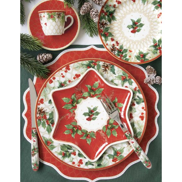 EASY LIFE - Porcelán lapostányér 26,5cm - CHRISTMAS BERRIES