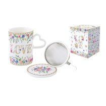   R2S.3105MAMO Porcelán szűrősbögre tetővel, 350ml, dobozban, Mon Amour
