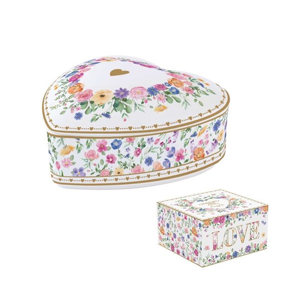 R2S.3112MAMO Porcelán fedeles ékszertartó tálka 12x12x6cm, dobozban, Mon Amour