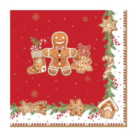 R2S.414FANG Papírszalvéta 33x33cm, 20db-os, Fancy Gingerbread