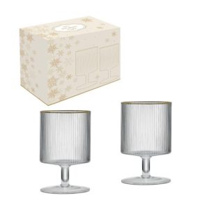 R2S.1432ORO Bordás üvegpohár arany szegéllyel 280ml, boros, 2db-os szett, dobozban, Gold