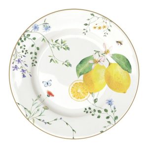 R2S.944FCIT Porcelán desszerttányér 19cm, Fleurs et Citrons