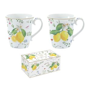 R2S.1172FCIT Porcelán bögreszett 2db-os, 275ml, dobozban, Fleurs et Citrons