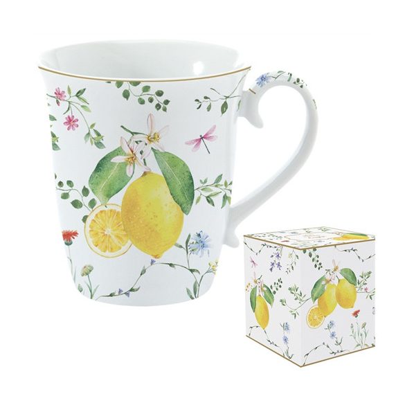 R2S.1171FCIT Porcelánbögre 275ml, dobozban, Fleurs et Citrons