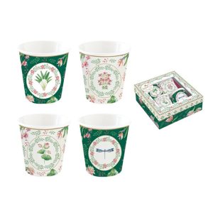 R2S.176BOCH Porcelán kávéspohár 4db-os szett, 100ml,dobozban Botanic Chic