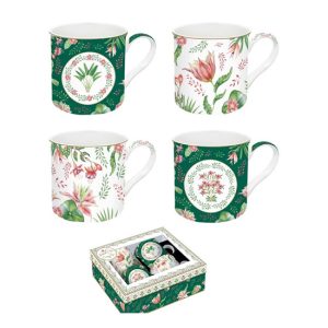 R2S.179BOCH Porcelán bögreszett 4 db-os, 300ml, dobozban, Botanical Chic