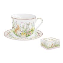   R2S.1182EAST Porcelán reggelizőcsésze+alj 370ml dobozban, Happy Easter