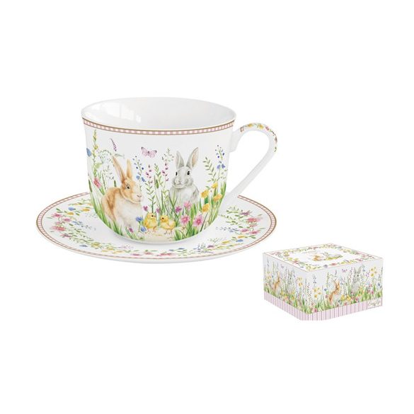 R2S.1182EAST Porcelán reggelizőcsésze+alj 370ml dobozban, Happy Easter