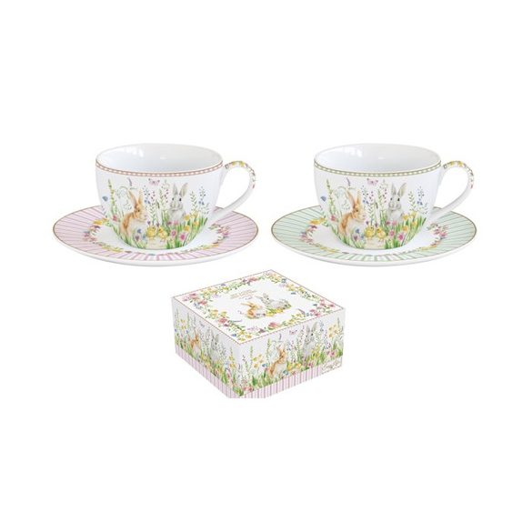 R2S.922EAST Porcelán teáscsésze+alj 240ml, 2 személyes, dobozban, Happy Easter