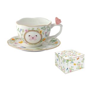 R2S.3124DANB Porcelán teáscsésze+alj 240ml dobozban,Dancing Butterflies