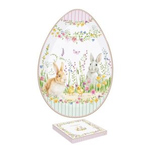 R2S.2096EAST Porcelán kínálótálca 30x21cm, tojás formájú, dobozban, Happy Easter