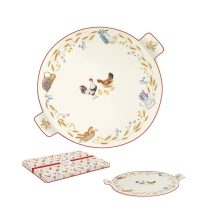   R2S.911CLIF Sajtkínáló porcelántálca 30cm, dobozban, Country Life