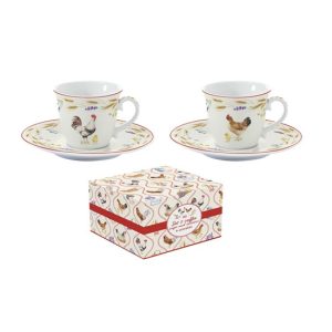 R2S.1175CLIF Porcelán eszpresszócsésze+alj 2 személyes, 80ml, dobozban, Country Life