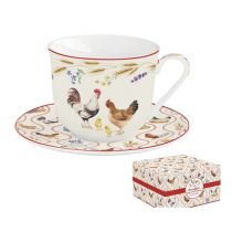   R2S.1182CLIF Porcelán reggelizőcsésze+alj 370ml dobozban, Country Life