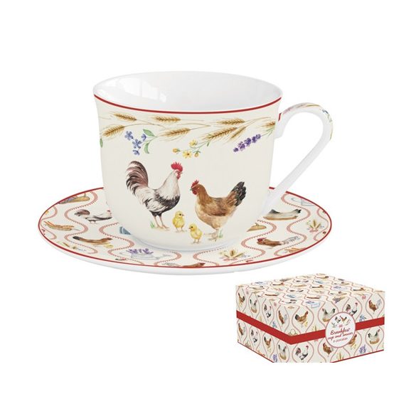 R2S.1182CLIF Porcelán reggelizőcsésze+alj 370ml dobozban, Country Life