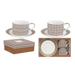 R2S.132GEOE Porceláncsésze+alj 240ml, 2 személyes, dobozban, Coffee Mania, Geoethnic