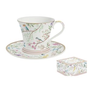 R2S.1786BIME Porceláncsésze+alj 200ml, dobozban, Birds Melody