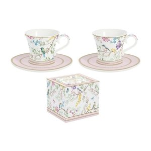 R2S.1787BIME Porcelán eszpresszócsésze+alj 80ml, 2 személyes, dobozban, Birds Melody