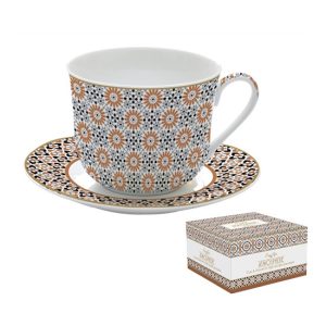 R2S.1454GEOE Porcelán reggelizőcsésze+alj 400ml, dobozban, Atmosphere, Geoethnic