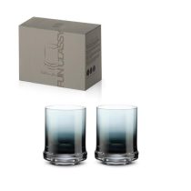   P.M.PM0240DBLU Üdítőspohár színes üvegből, 290ml, 2 db-os szett, Dark Blue
