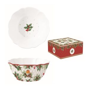 R2S.1499CHBE Porcelántál 23x9,5cm, dobozban, Christmas Berries