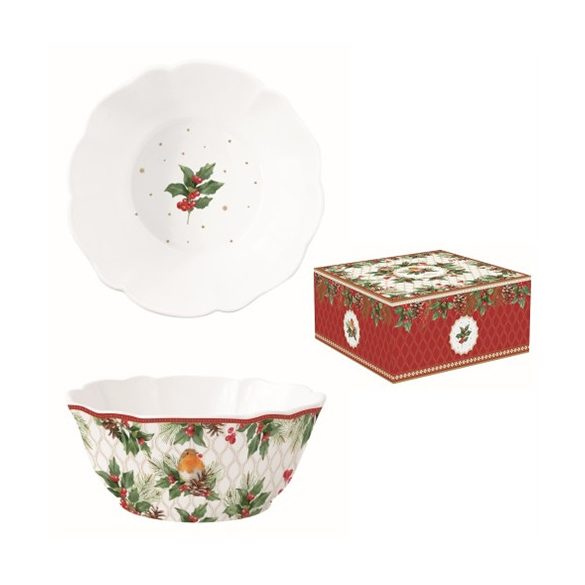 R2S.1499CHBE Porcelántál 23x9,5cm, dobozban, Christmas Berries