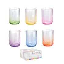   R2S.4008RAIB Üveg vizespohárszett 6 db-os, színes, 400ml, dobozban, Rainbow